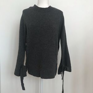 Ann Taylor bell sleeve bow gray sweater